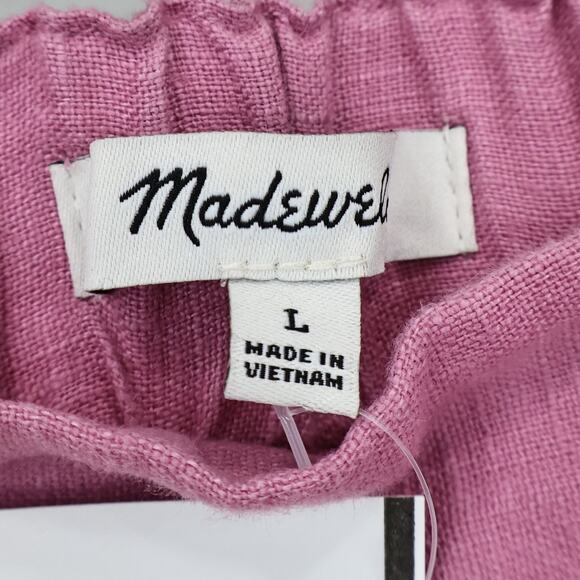 NWT Madewell Clean Pull-On Linen Shorts Pockets Pleats Pink Size Large - Picture 5 of 6